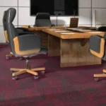 Burgundy patterned office carpet tile