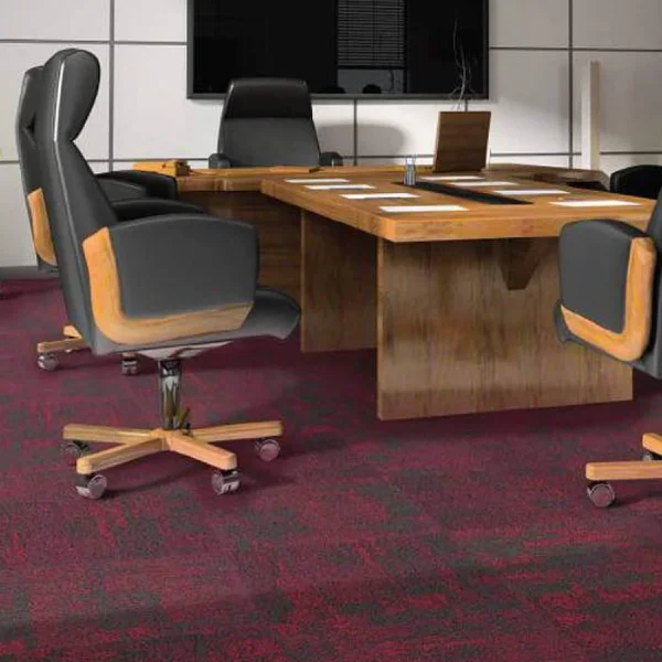 Burgundy patterned office carpet tile