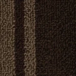 Dark brown loop carpet with tan stripe pattern