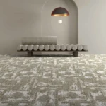 Taupe and beige distressed abstract pattern carpet tile