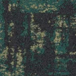 Teal and tan speckled carpet tile on dark base