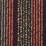 carpet tile with burgundy, beige, navy, and brown loop pile pattern