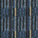striped carpet tile with navy, blue, black, and beige loop pile pattern