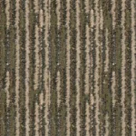 striped carpet tile with olive green, beige, and brown loop pile pattern